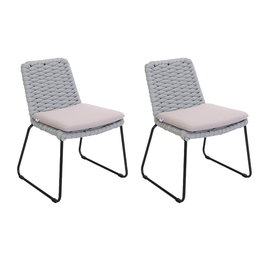 Balero silla de jardín de mimbre gris claro - lote de 2