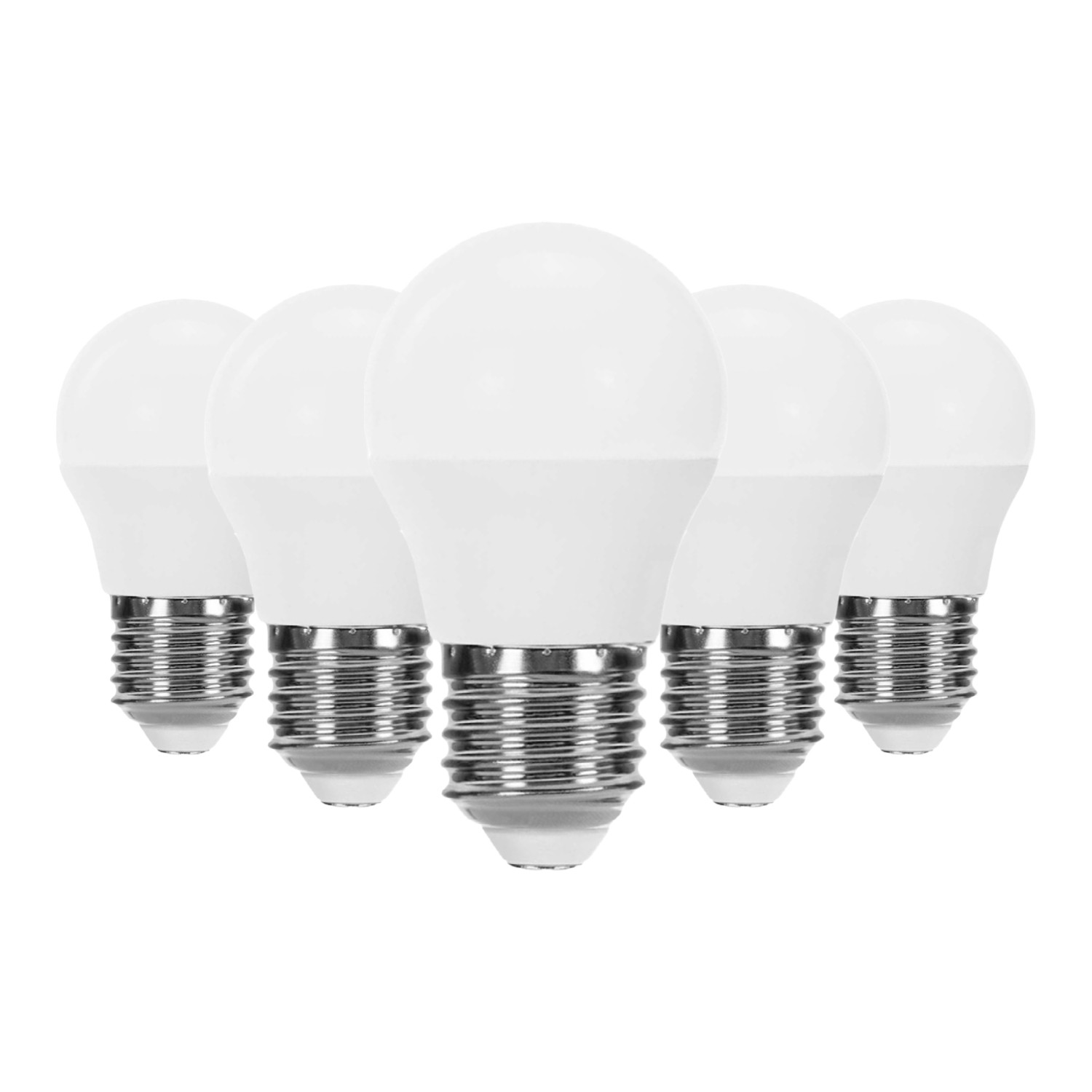 Pack 5 bombillas LED esférica E27 6w equi.40w 470lm 15000h primer leader
