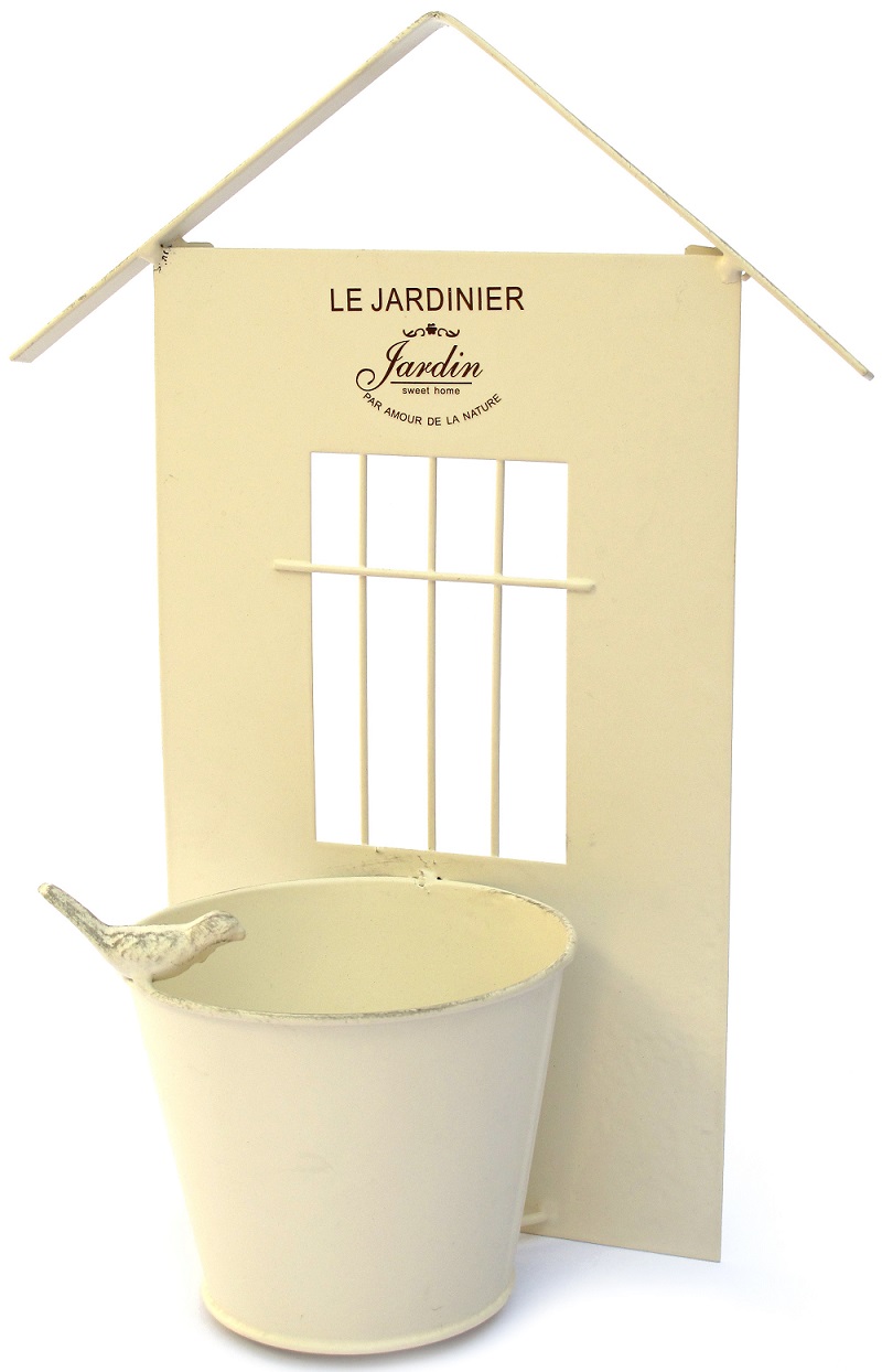 Jardinera de metal beige "le jardinier", para coLGar alt. 38 cm