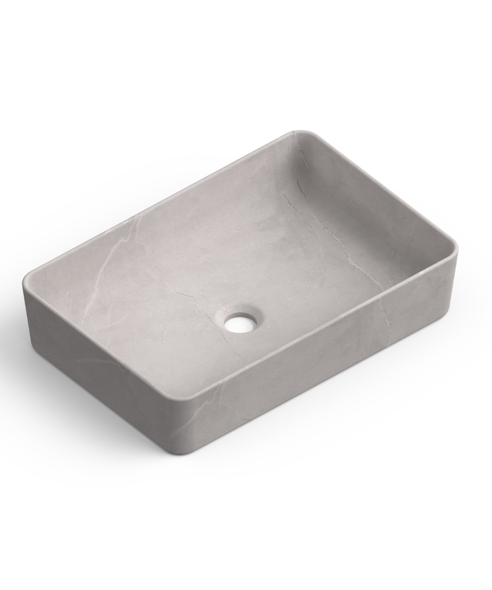 Lavabo sobre encimera gris cemento | lavamanos rectangular | 51x34cm