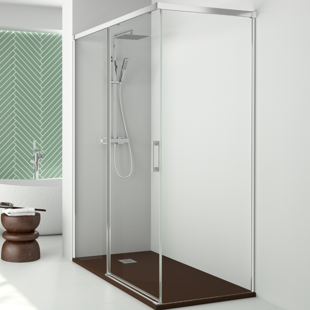 Mampara ducha rectangular frente 135 - lateral 85 cm | transparente cromo