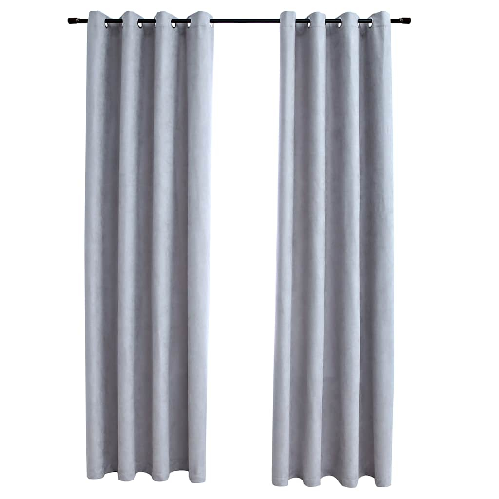 vidaXL cortinas opacas con anillas de metal 2 pzs gris 140x175 cm