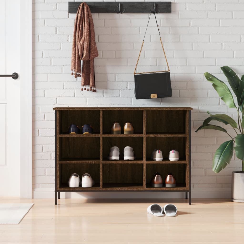 Zapatero madera de ingeniería marrón roble 100x35x70 cm