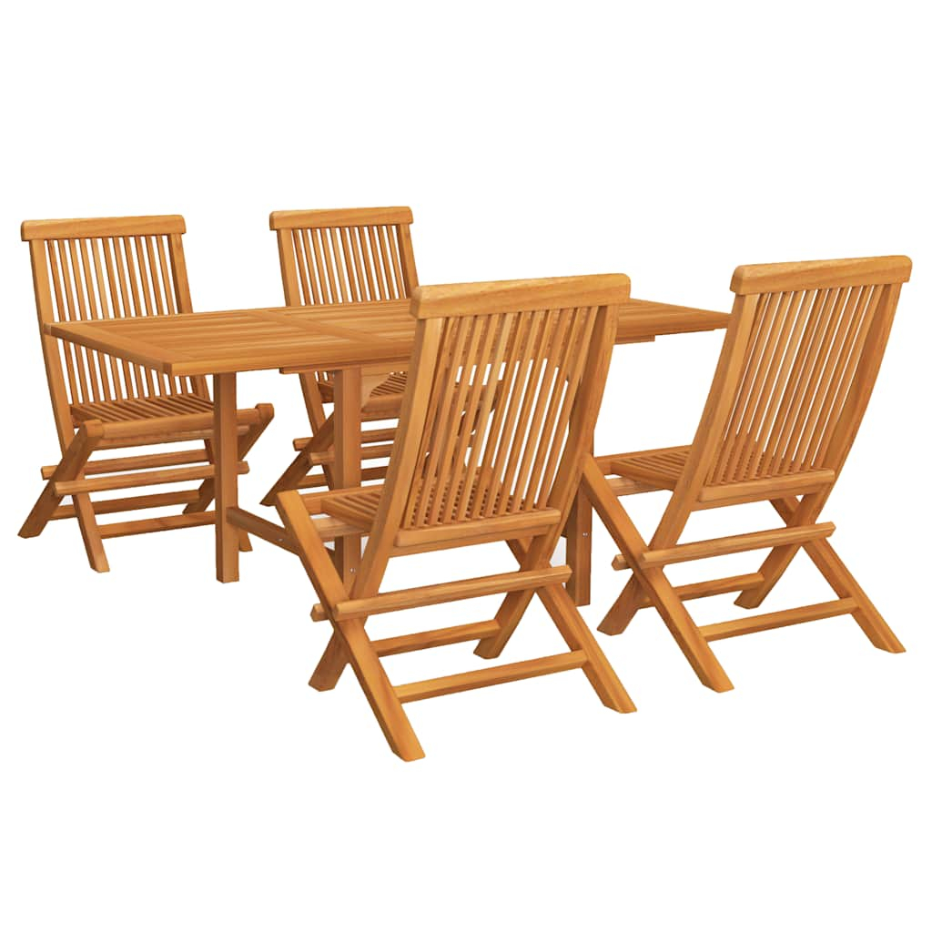 vidaXL conjunto de comedor de jardín 5 piezas madera maciza de teca