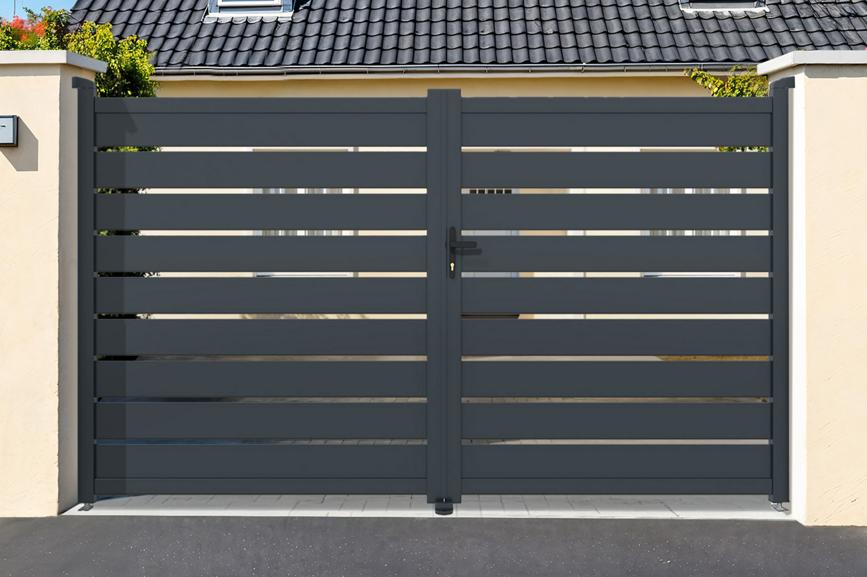 Puerta batiente regulable ancho 4m vogel h.180cm aluminio gris