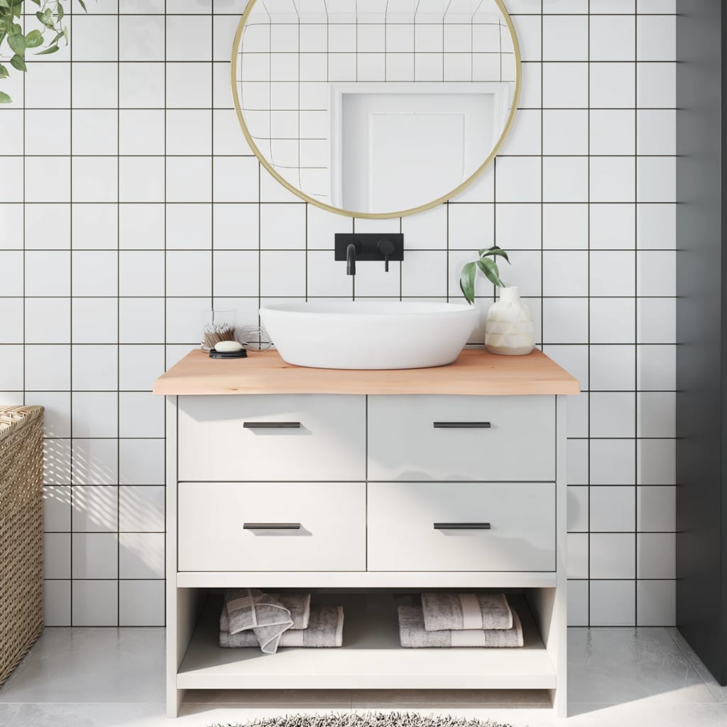 Encimera de baño madera maciza sin tratar 100x50x(2-4) cm eerf7203