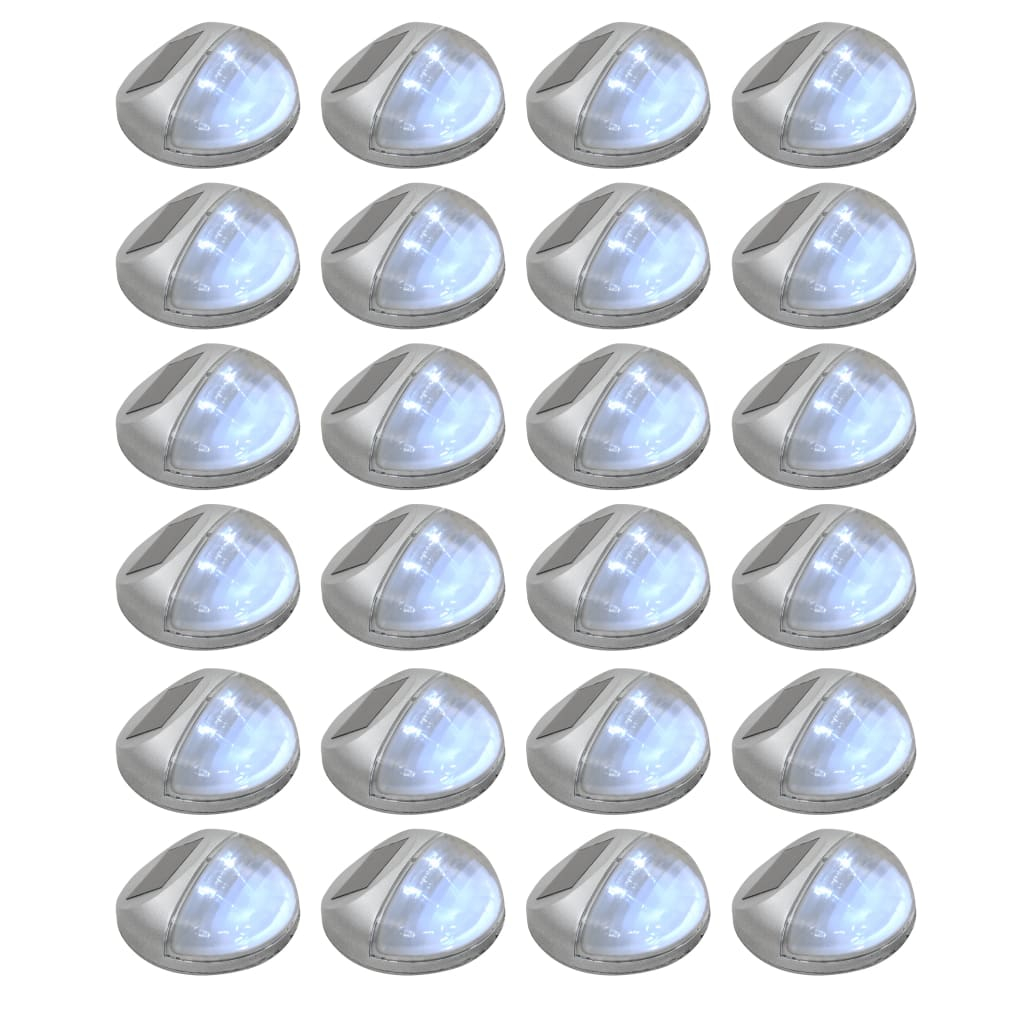 vidaXL lámparas solares LED de pared exterior redonda 24 uds plateadas