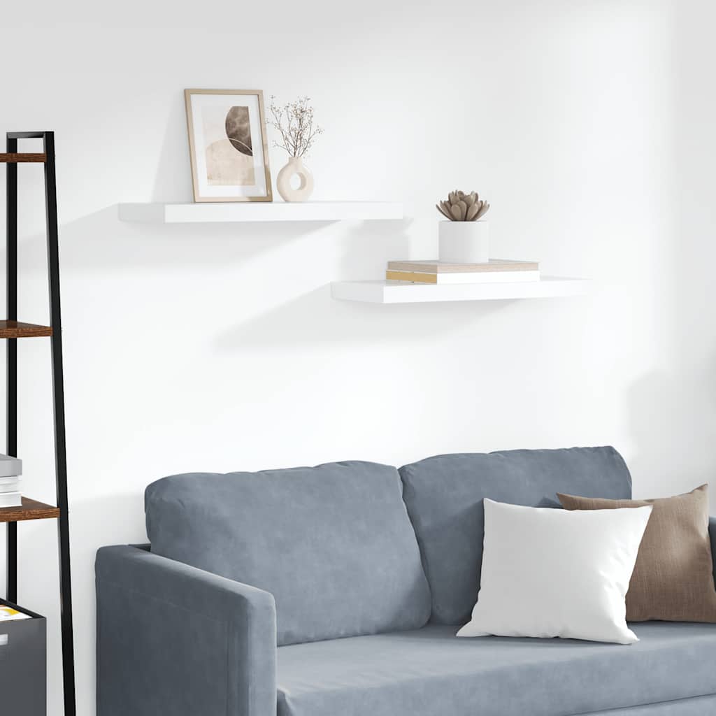 Estantes flotantes de pared 2 uds mdf blanco 60x23,5x3,8 cm