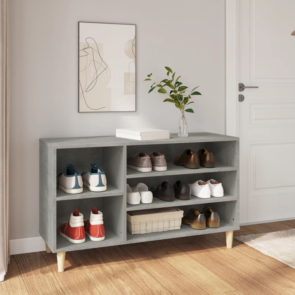 Mueble zapatero madera contrachapada gris hormigón 102x36x60 cm esxt9248