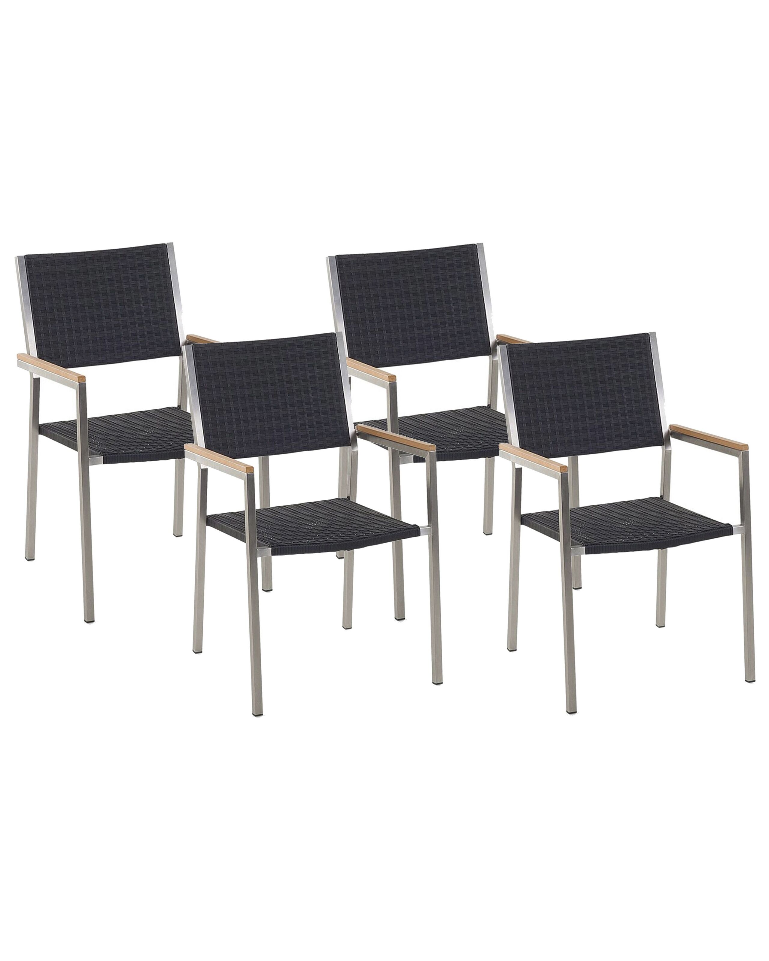Conjunto de 4 sillas de jardín grosseto ratán sintético negro