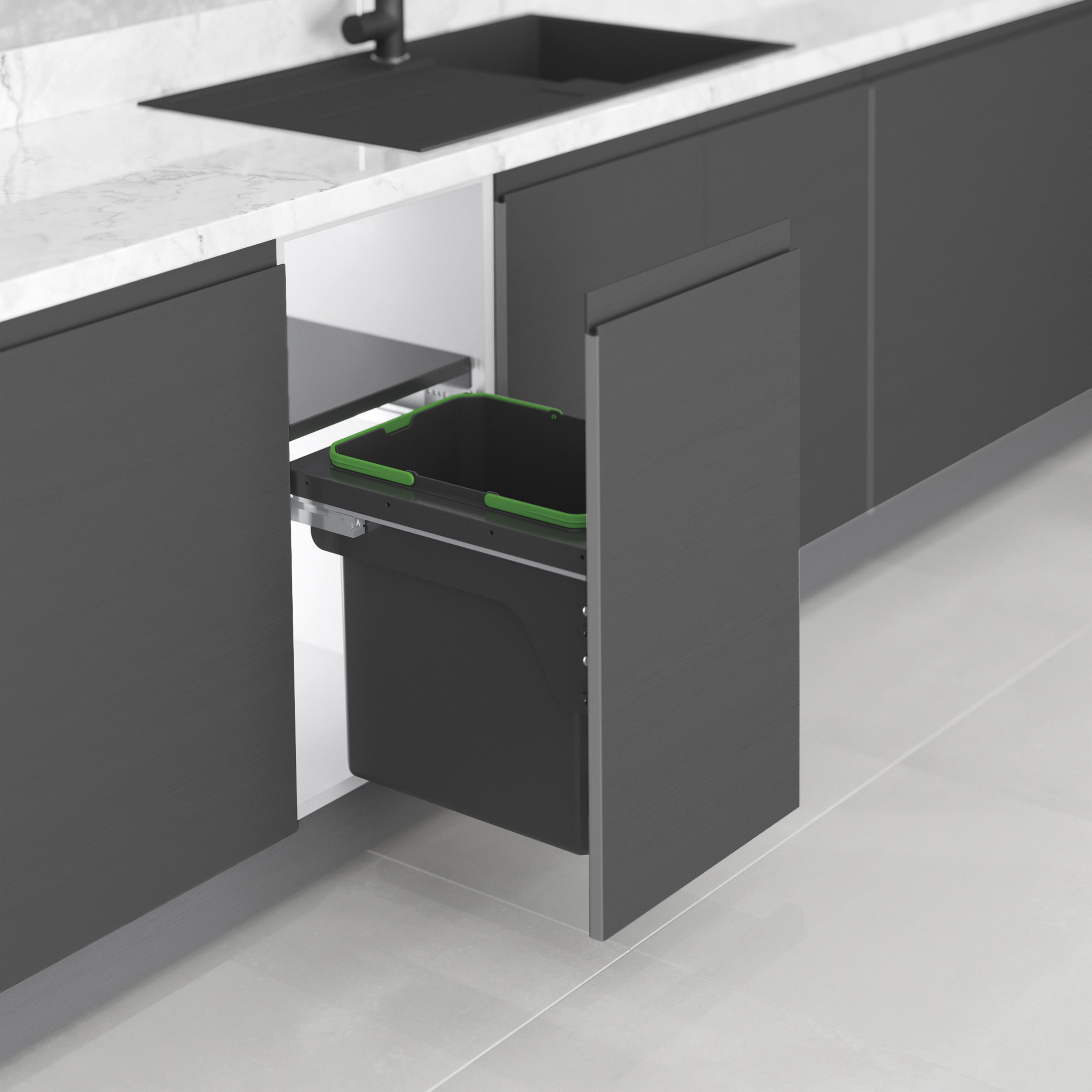 Contenedor de reciclaje recycle de 35l para cocina de fijación lateral y