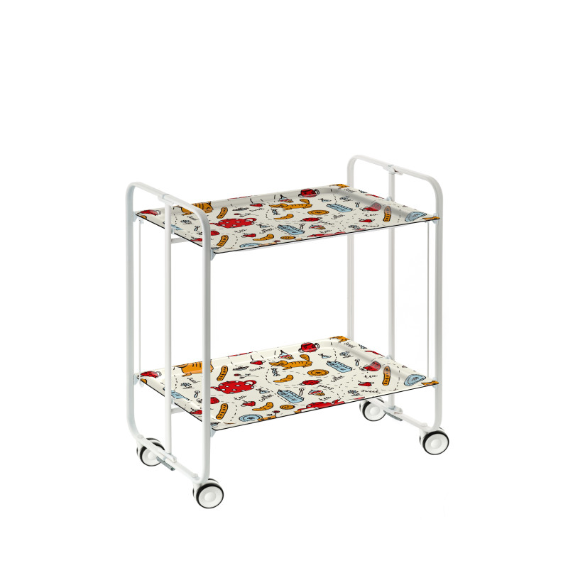 Carrito auxiliar con ruedas bauhaus armazón metálico blanco, 2 bandejas