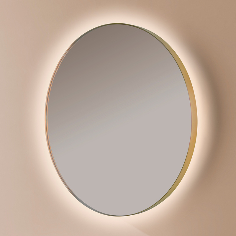 Espejo de baño LED retroiluminado redondo b-960 marco dorado – ø 80 cm