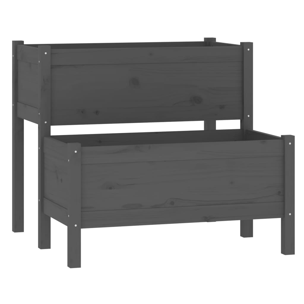 vidaXL jardinera de madera maciza de pino gris 84,5x84x75 cm