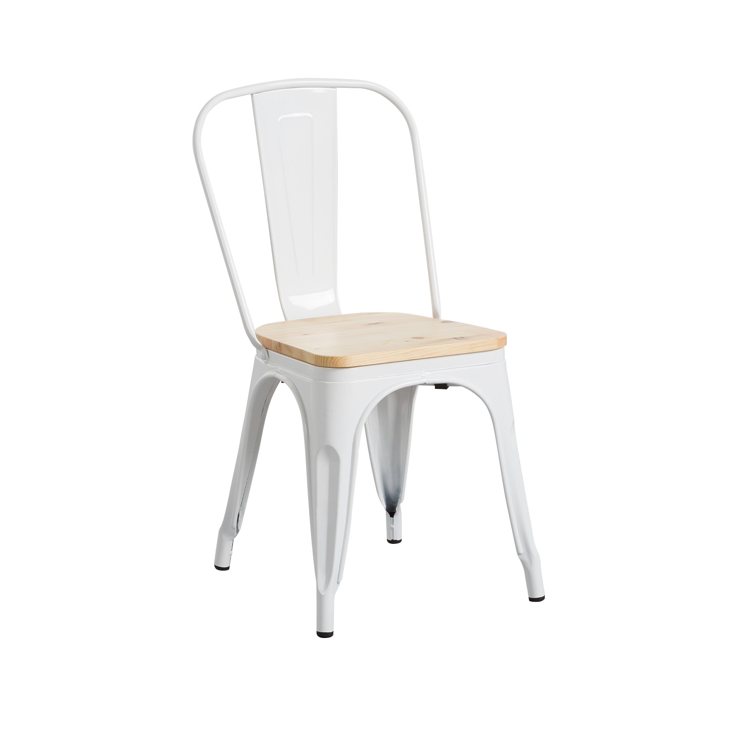 Silla industrial strong con asiento de madera 45x54x85cm blanco Thinia Home
