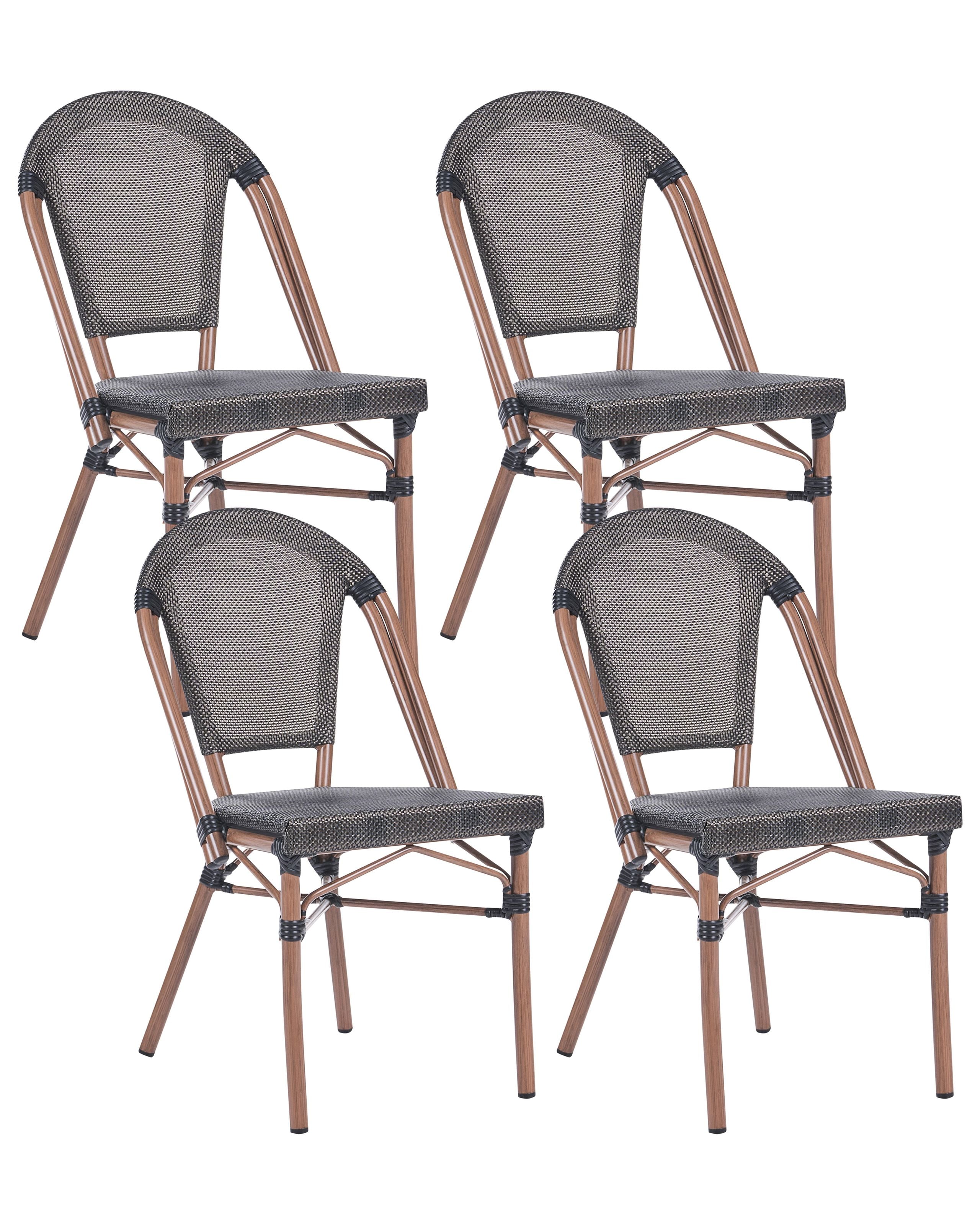 Conjunto de 4 sillas de jardín rifreddo ratán sintético gris
