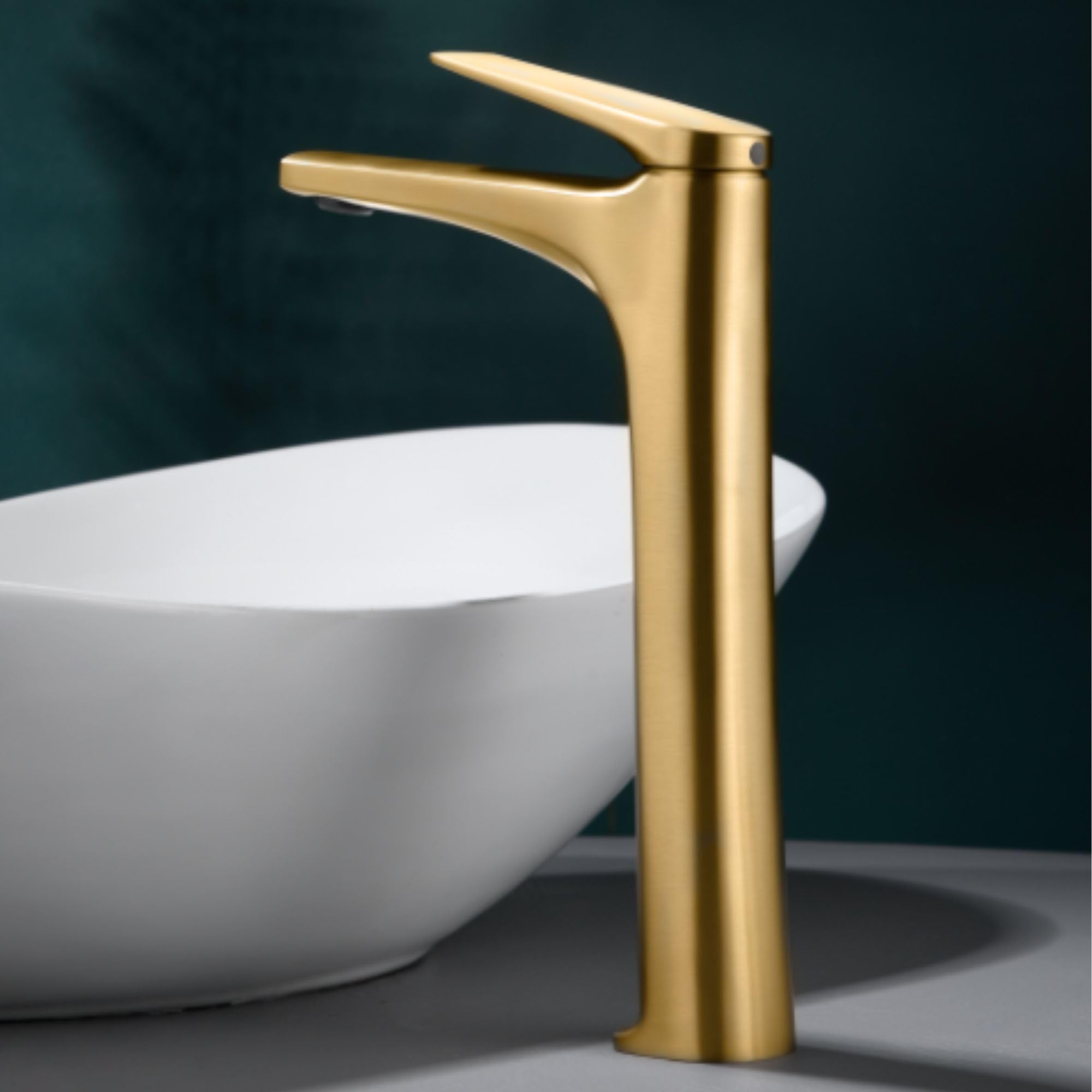 Imex - grifo monomando lavabo caño alto oro serie delos