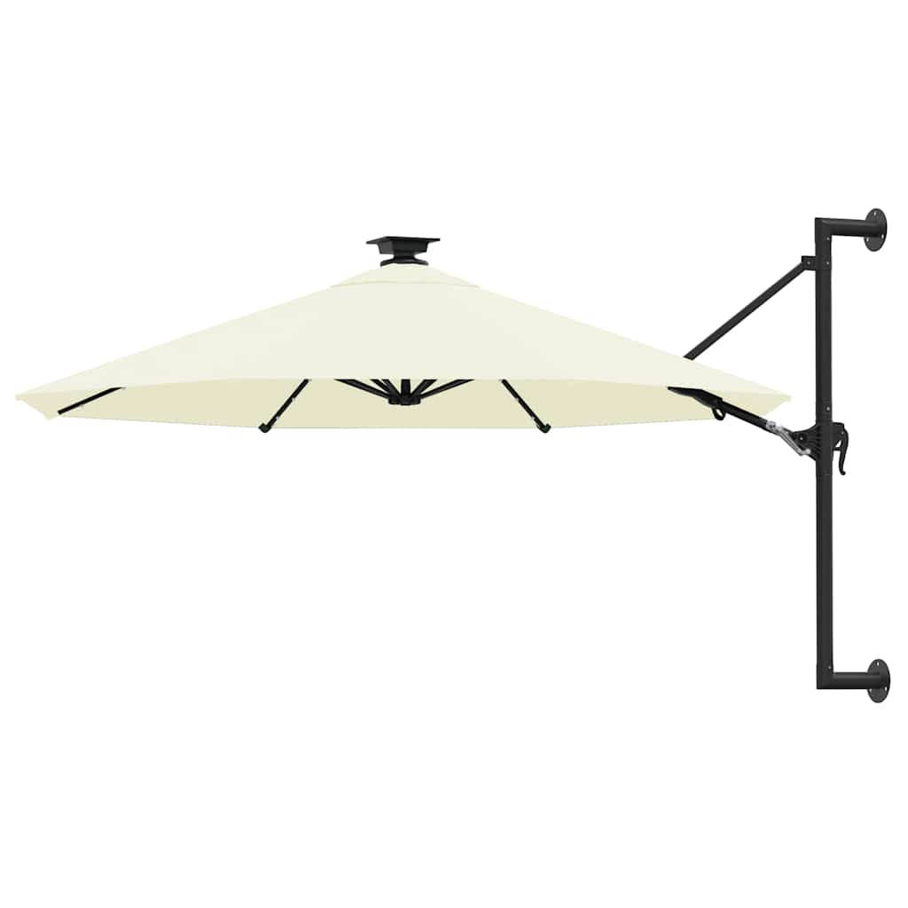 vidaXL sombrilla de jardín de pared con luces LED arena 300 cm
