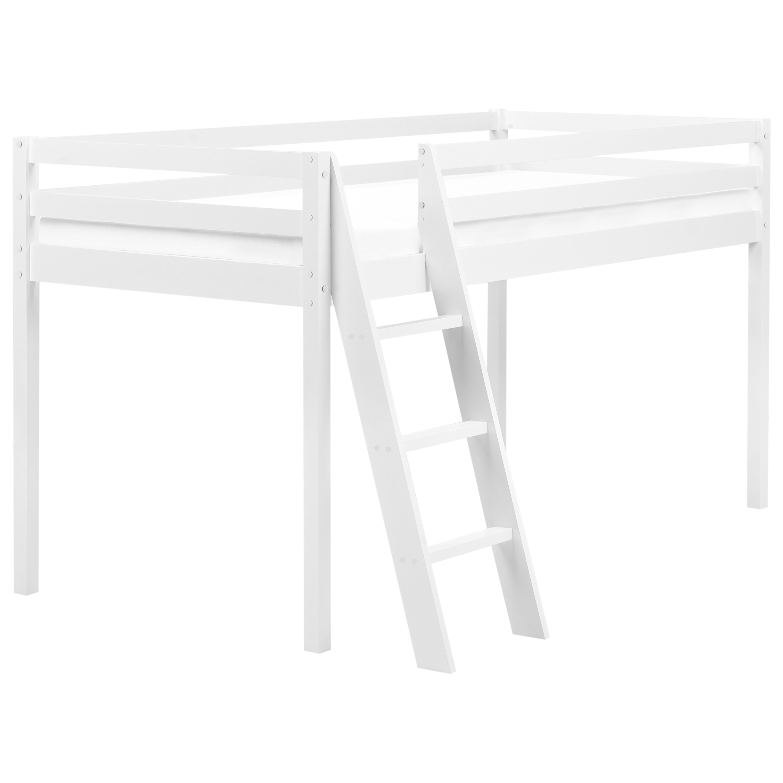 Cama de media altura madera de pino ascoux 90 x 200 cm blanco