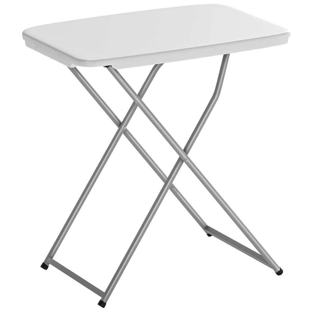 Mesa de camping 75x50x73.5 cm metal, hdpe color blanco Outsunny