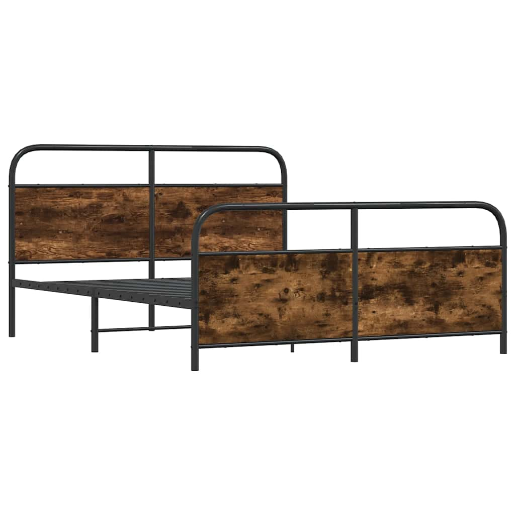 vidaXL estructura de cama sin colchón metal roble ahumado 200x200 cm