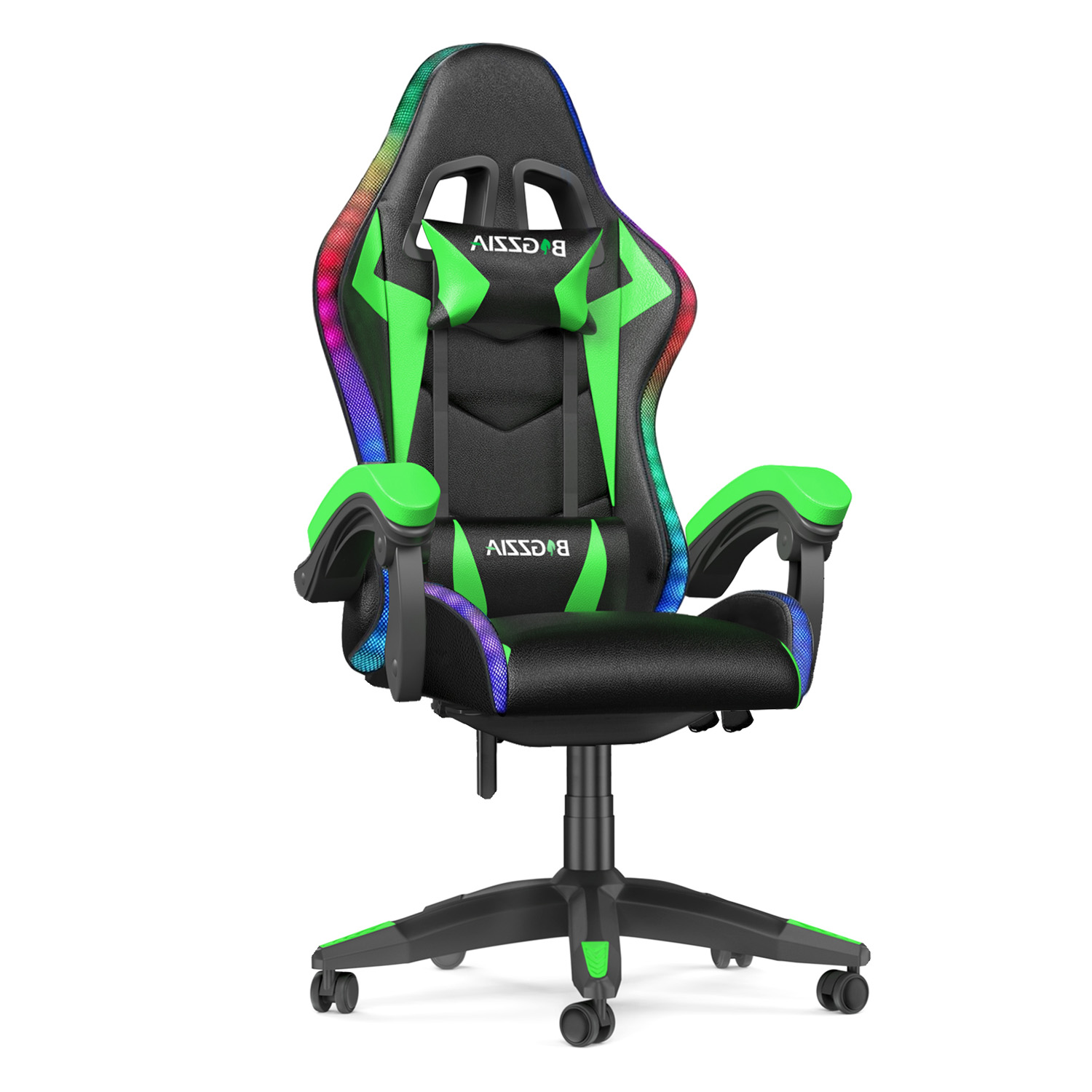Silla oficina con LED, silla ergonómica- verde
