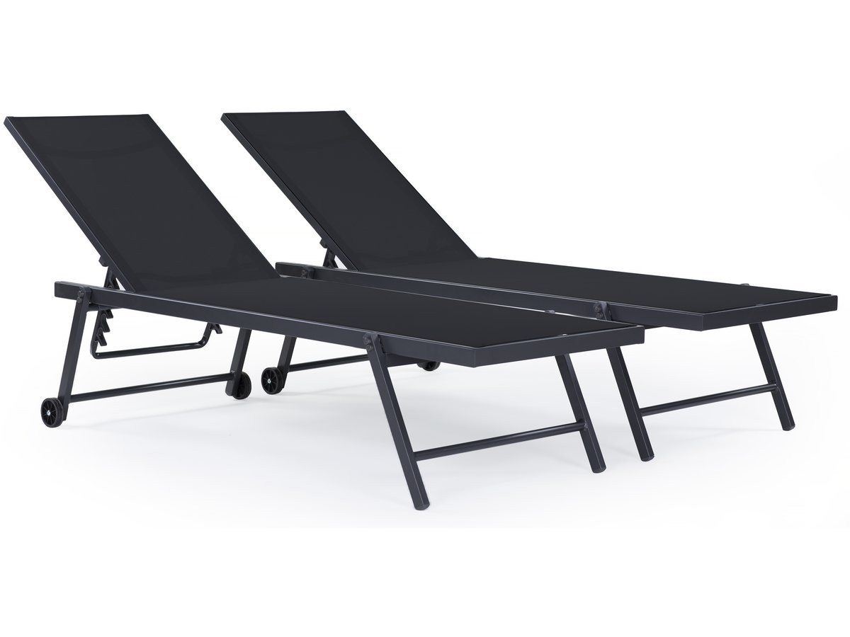 Tumbonas en textileno y aluminio "jolia" - phoenix - lote de 2 – negro