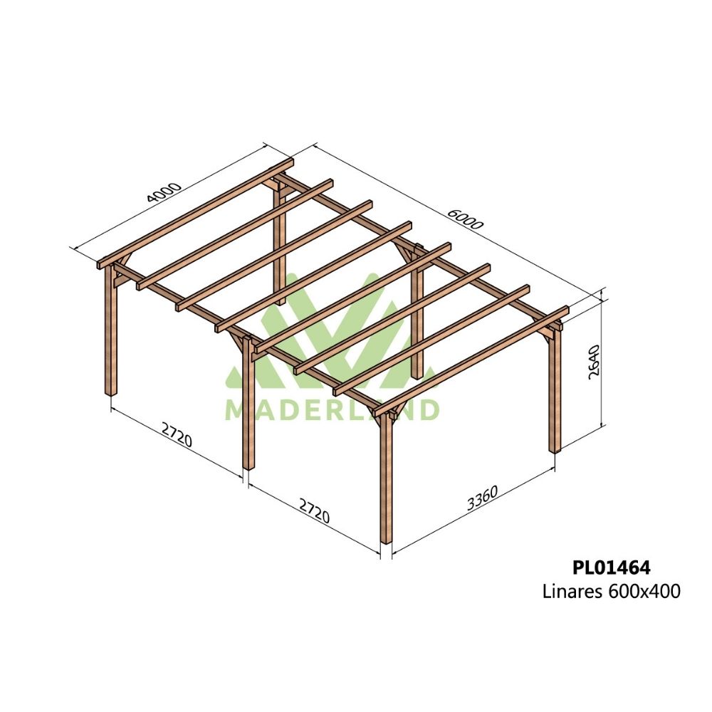 Pérgola de madera laminada - linares 600x400cm (maderland)