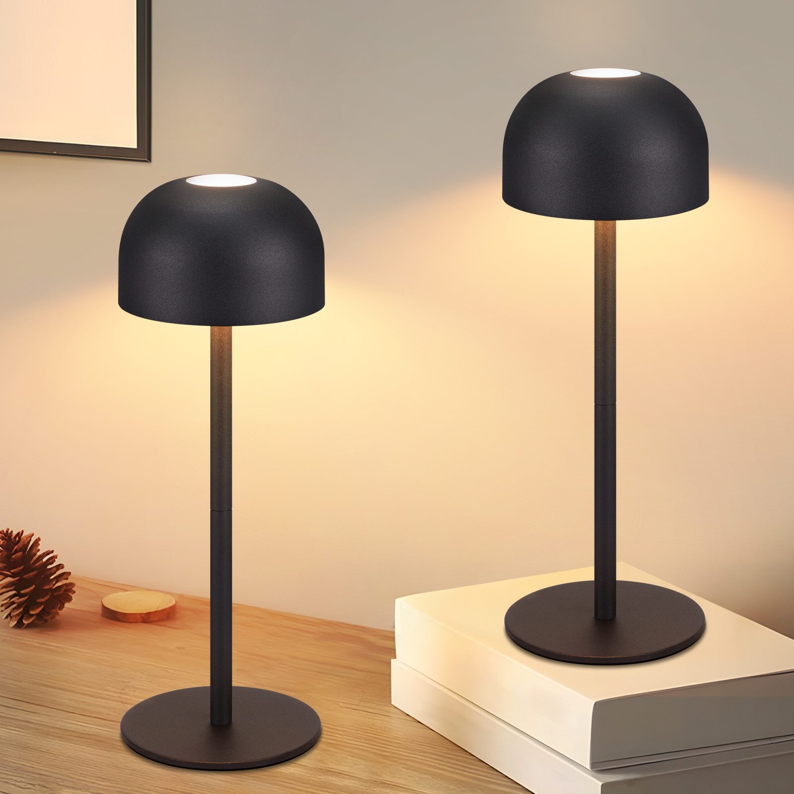 Nettlife lámpara de mesa negro 9x9(2er-set) ip44