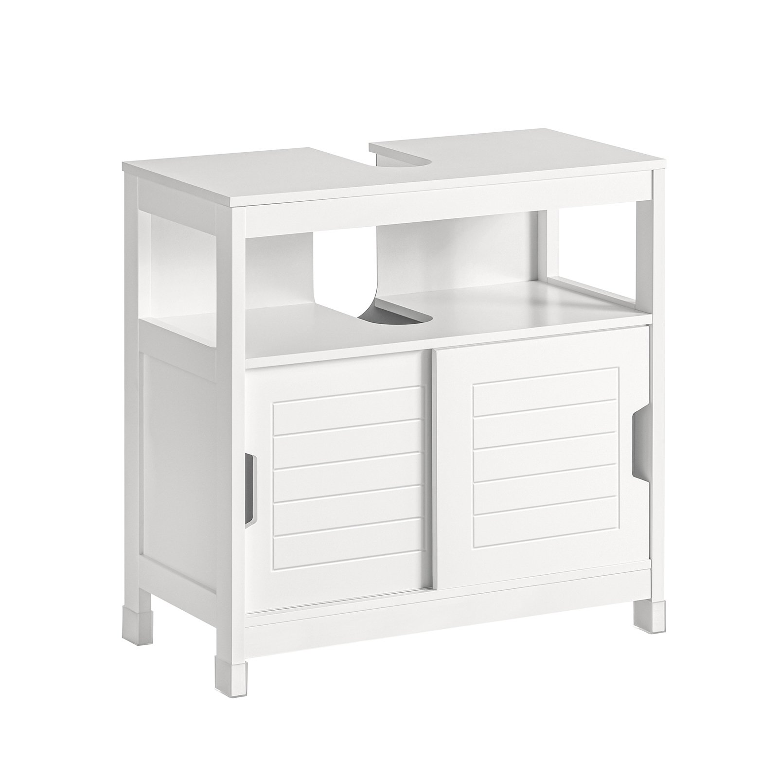 Sobuy mueble para lavabo con estante y puertas blanco madera 60x45cm