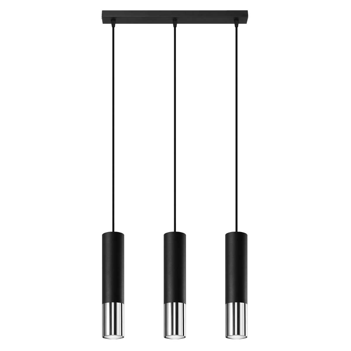 Lámpara coLGante loopez 3 negro/cromo acero 45x90x6cm