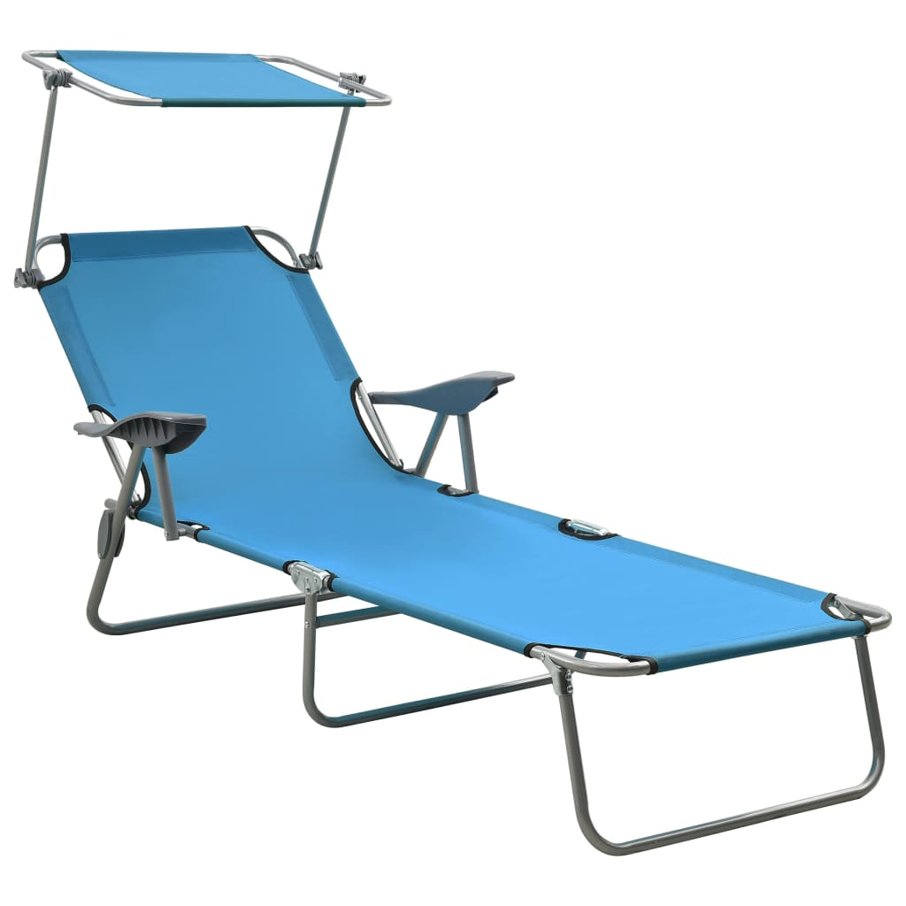 vidaXL tumbona con toldo de acero acero azul