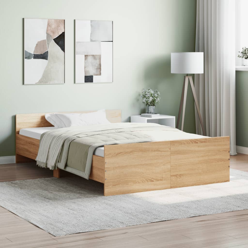 Cama con cabecero piecero roble sonoma 120x190 cm