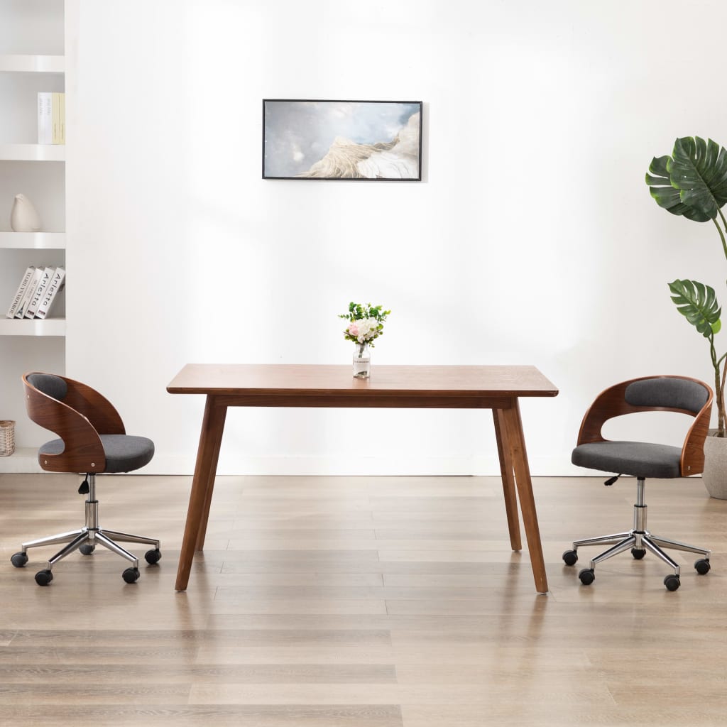 Silla de oficina giratoria de madera curvada y tela gris oif983287