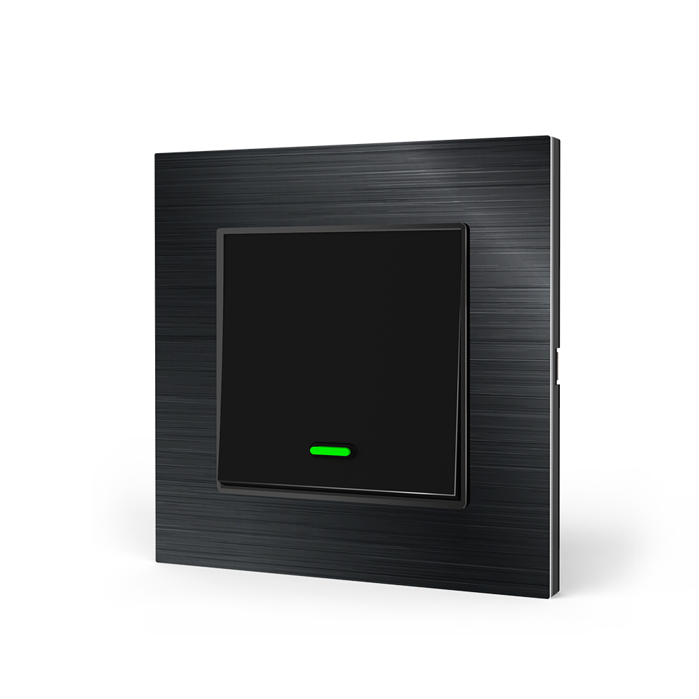 Interruptor inteligente Wi-Fi negro 1 botón con indicador LED tb11b