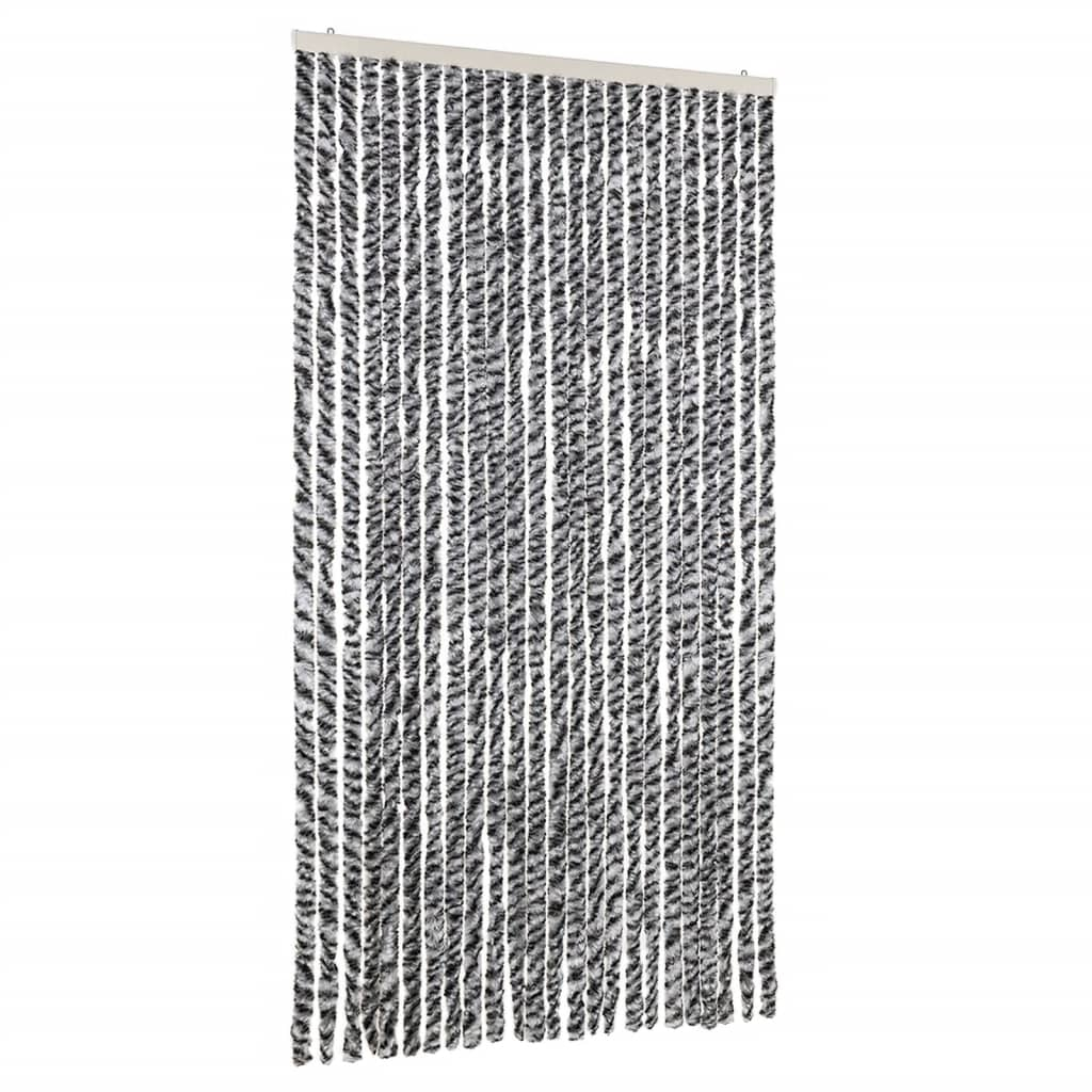 vidaXL cortina antimoscas chenilla gris negro y blanco 100x200 cm