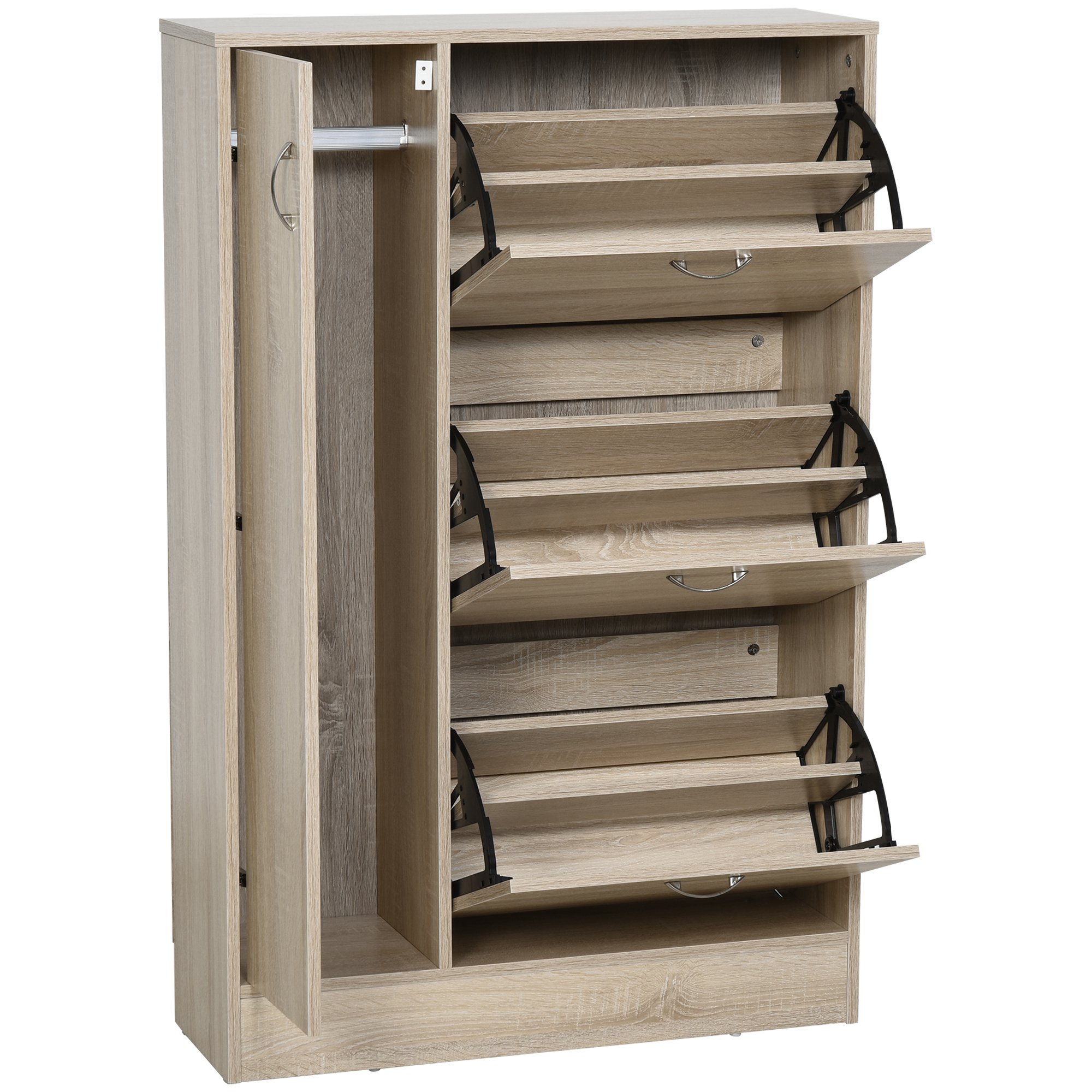 Armario para zapato 79x26x120 cm mdf, plástico color marrón Homcom