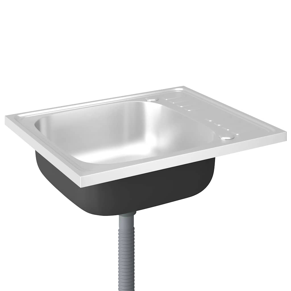 vidaXL fregadero de cocina con escurridor acero inox 600x500x155 mm