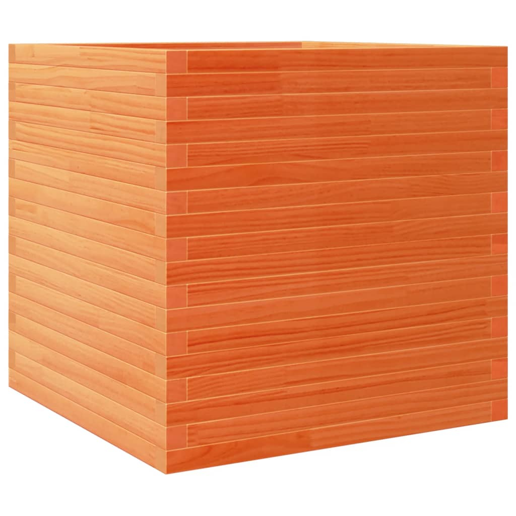 vidaXL jardinera de madera maciza de pino marrón cera 70x70x68,5 cm