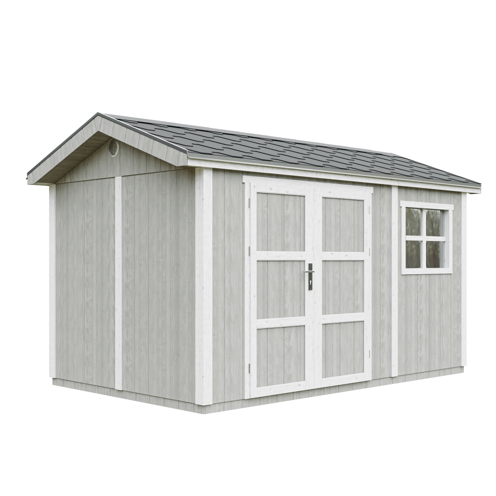 Caseta de jardín Timbela m914a-tundra grey, 8,68 m², premium, con suelo