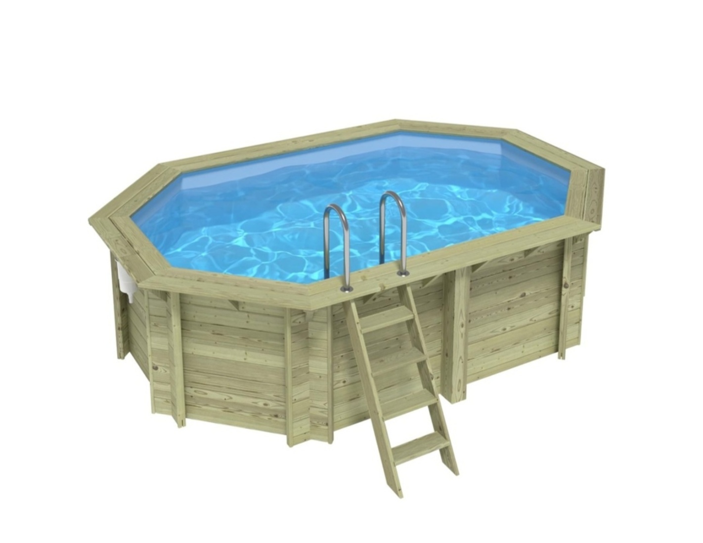Piscina de madera nemo 4.3x3 - h.1.18, azul, con vigas l - bas7302ospl