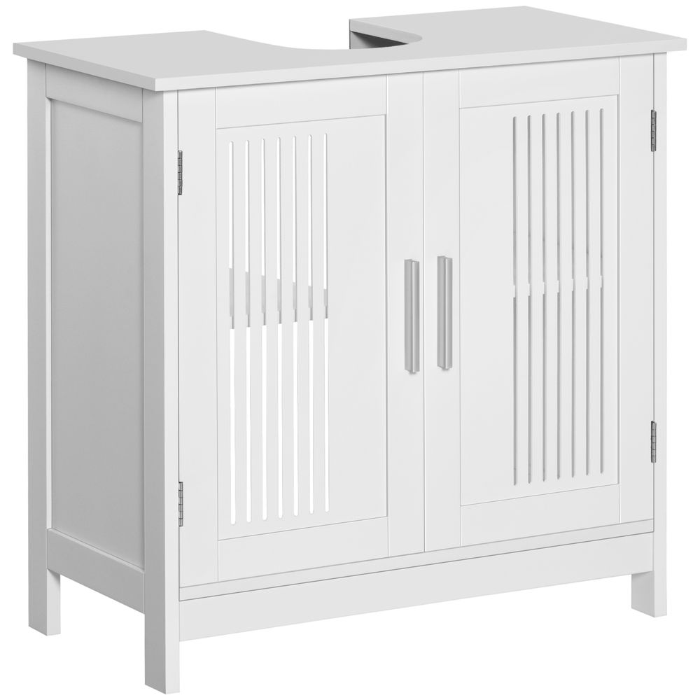 Mueble bajo lavabo 60x30x60 cm mdf color blanco kleankin, hogar - baño