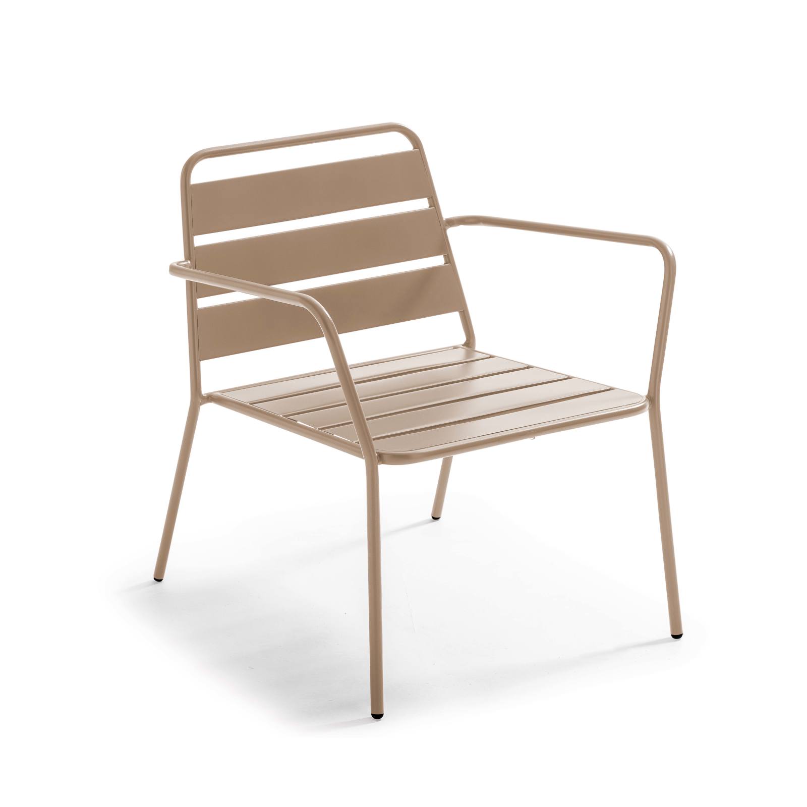 Oviala - sillón de jardín bajo de metal topo