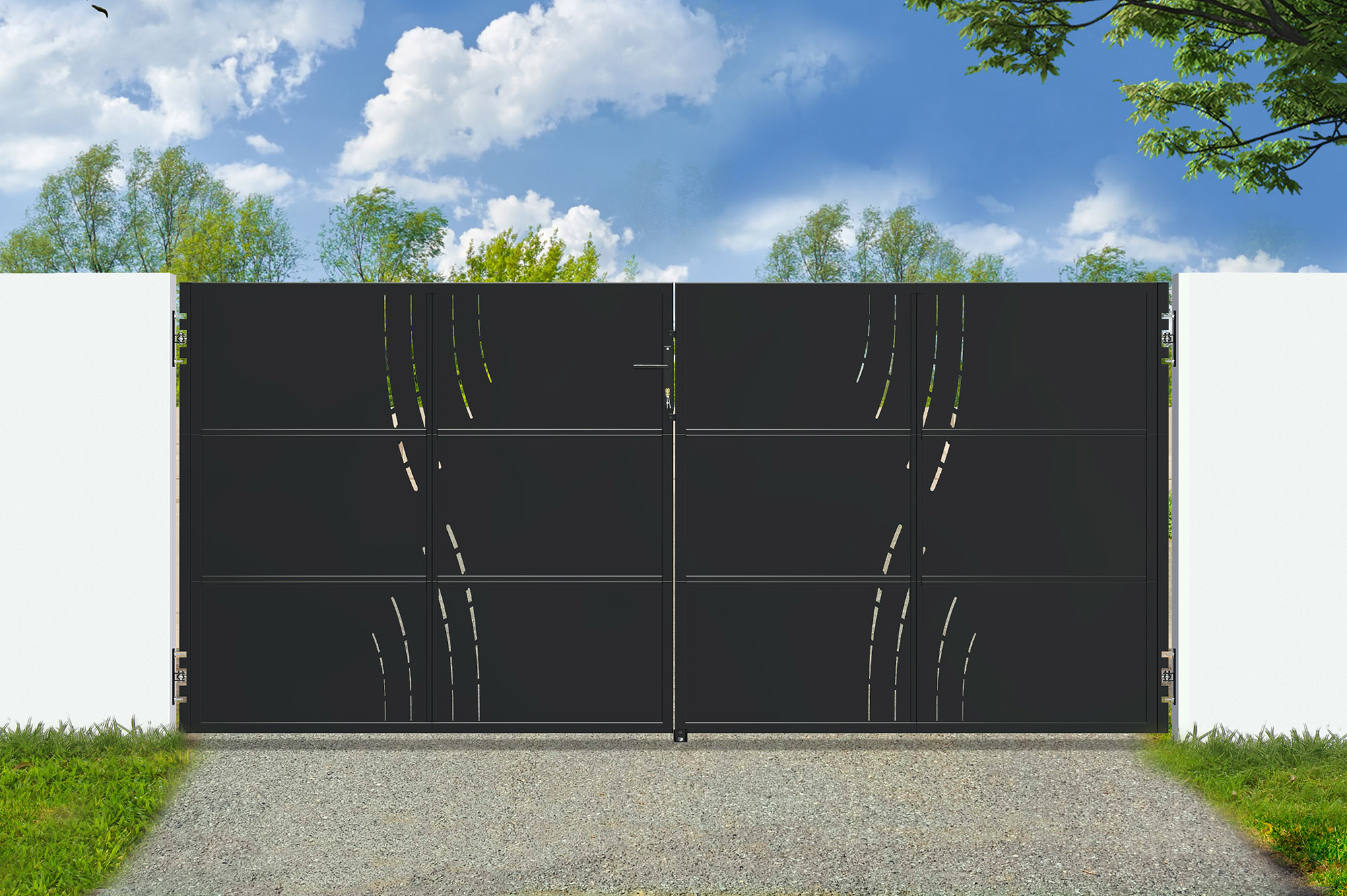 Puerta de acero negro de 3,5 m nali veleta h.180cm