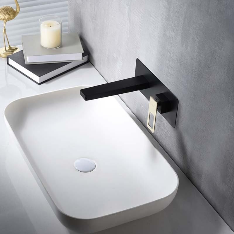 Imex - grifo monomando lavabo empotrado negro oro serie suecia
