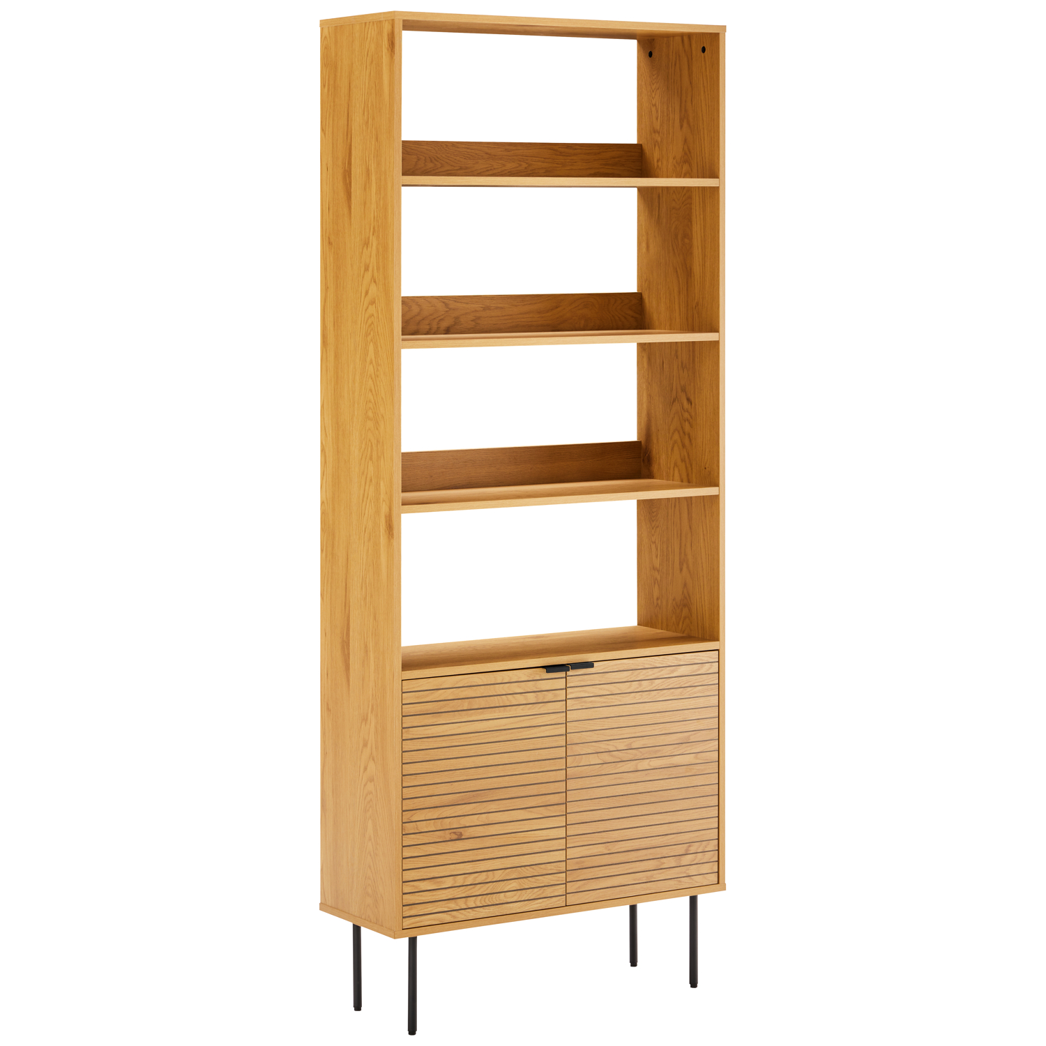 Librería de madera con 4 estantes y 2 puertas stinna