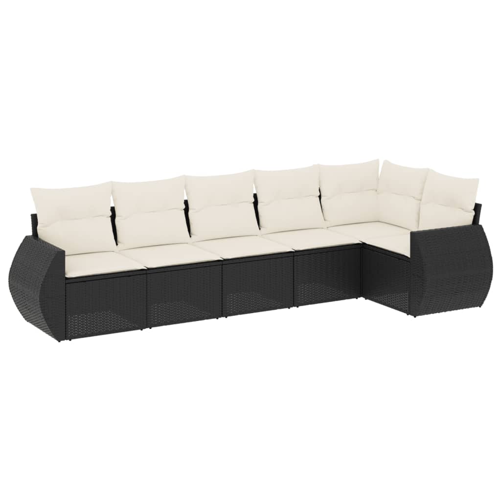vidaXL set de sofás de jardín 6 piezas y cojines ratán sintético negro