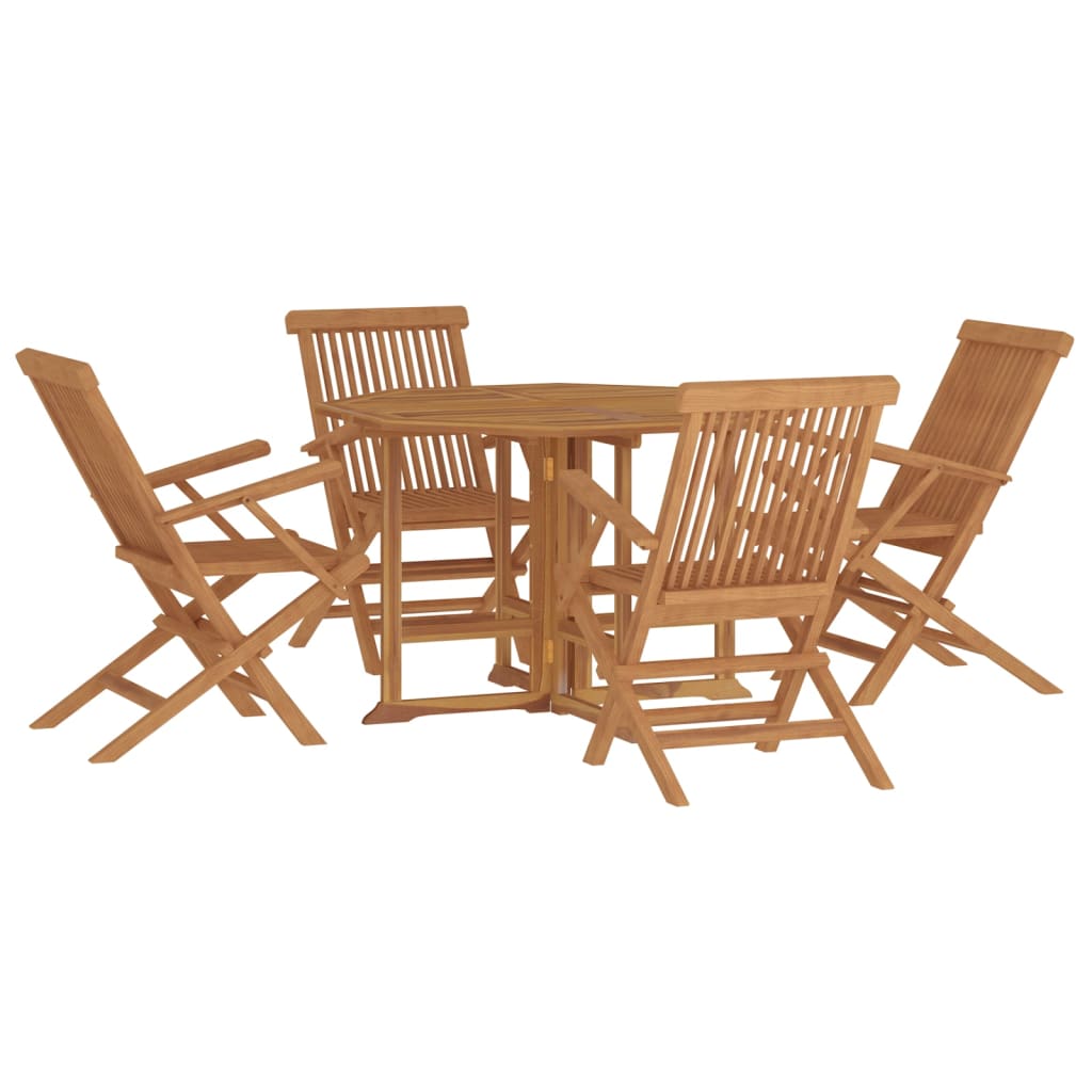 vidaXL set de comedor de jardín plegable 5 pzas madera maciza de teca