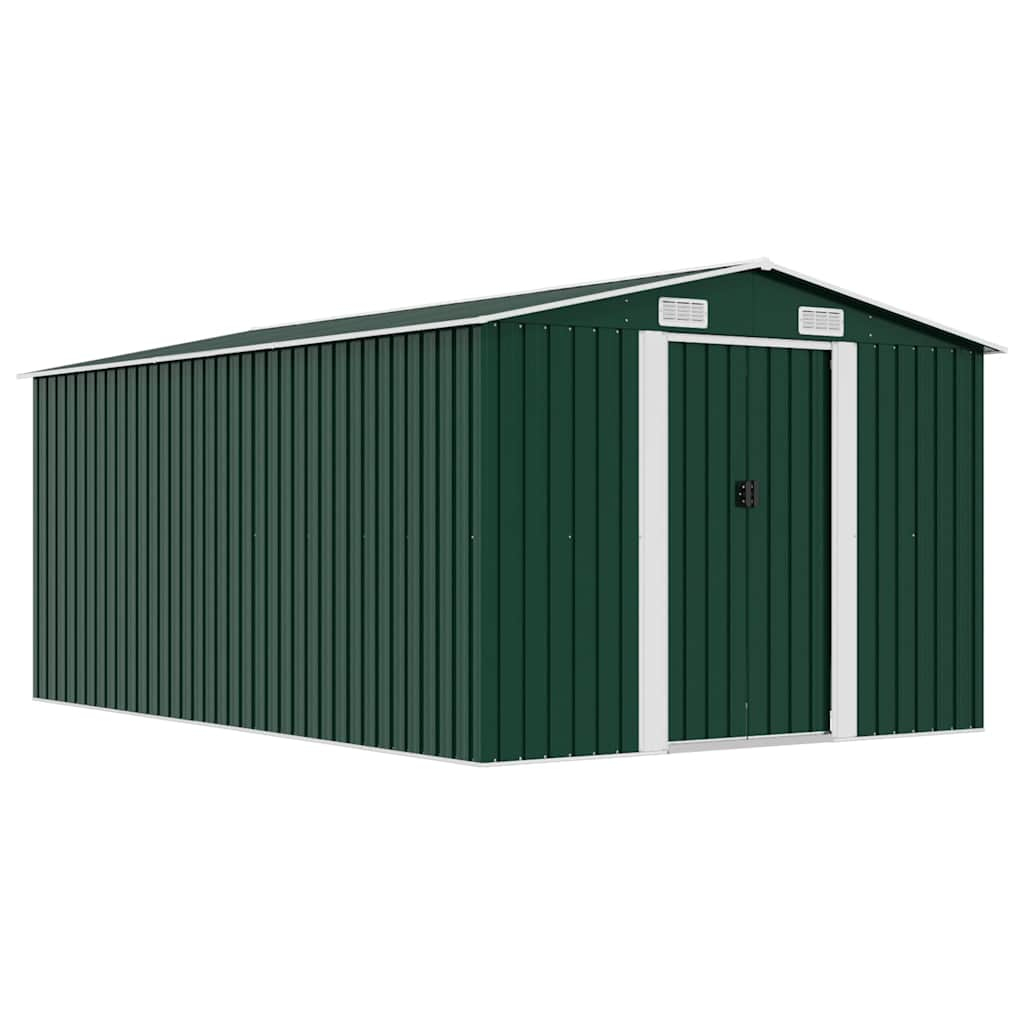 vidaXL caseta de jardín metal verde 257x392x181 cm