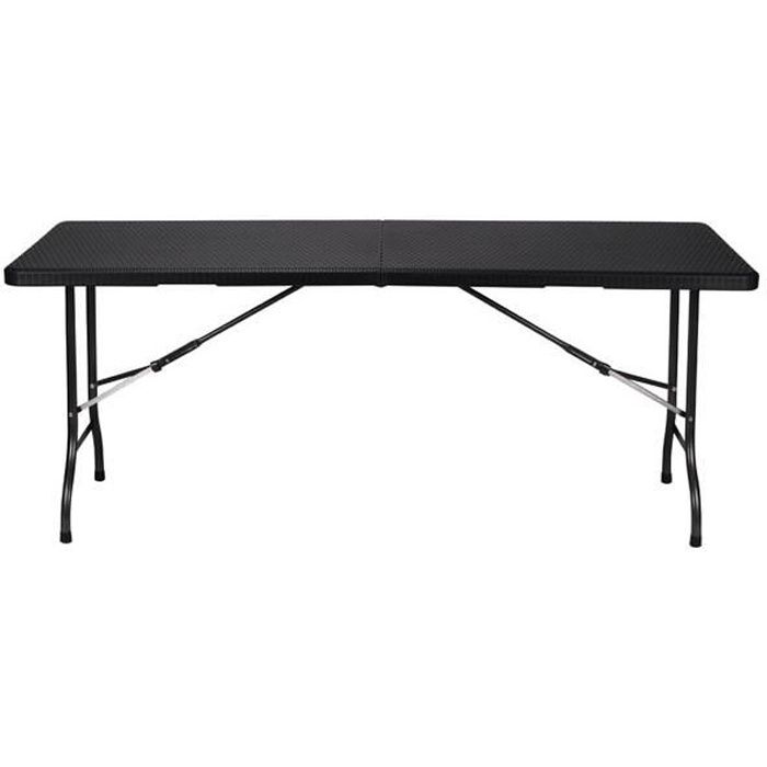Mesa plegable - diseño negro - 6 personas - metal - uso interior/exterior